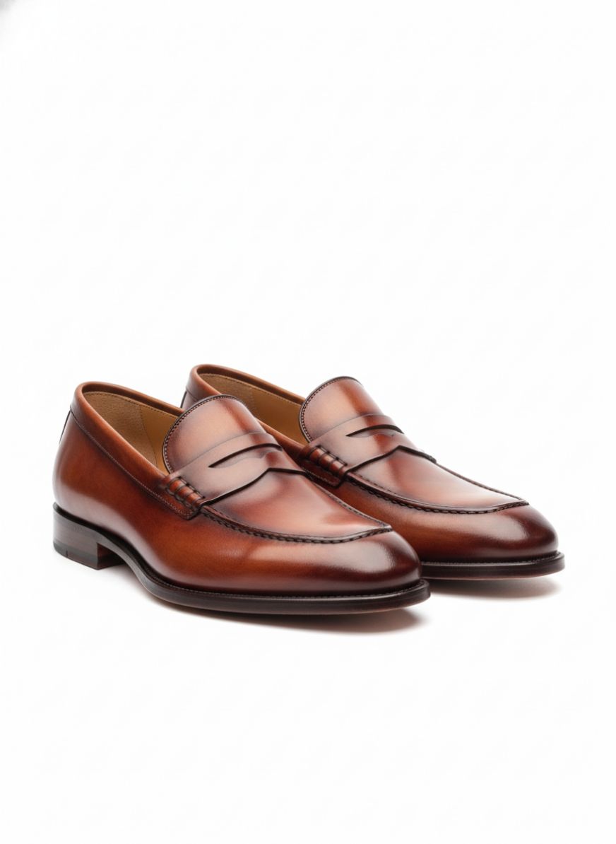 Hand-Burnished Leather Loafers